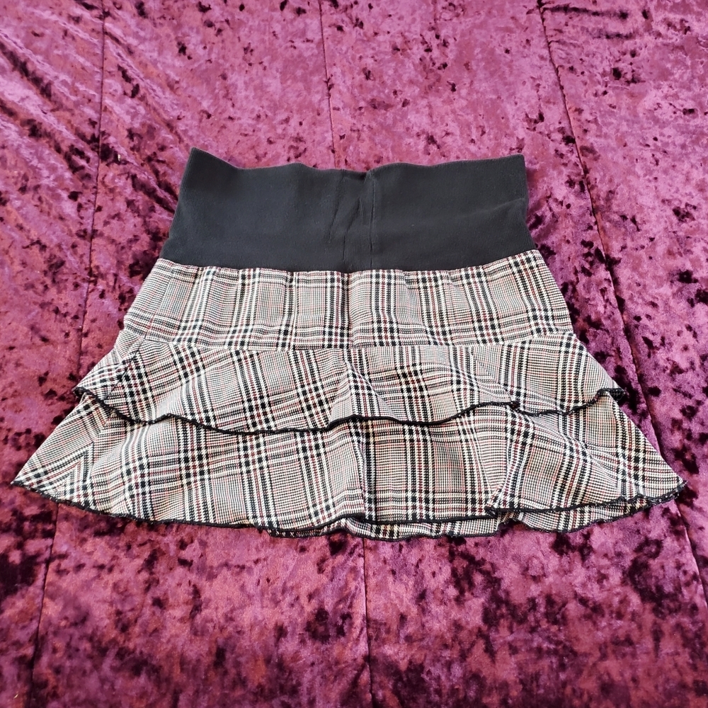 High Waisted Plaid Ruffle Skirt